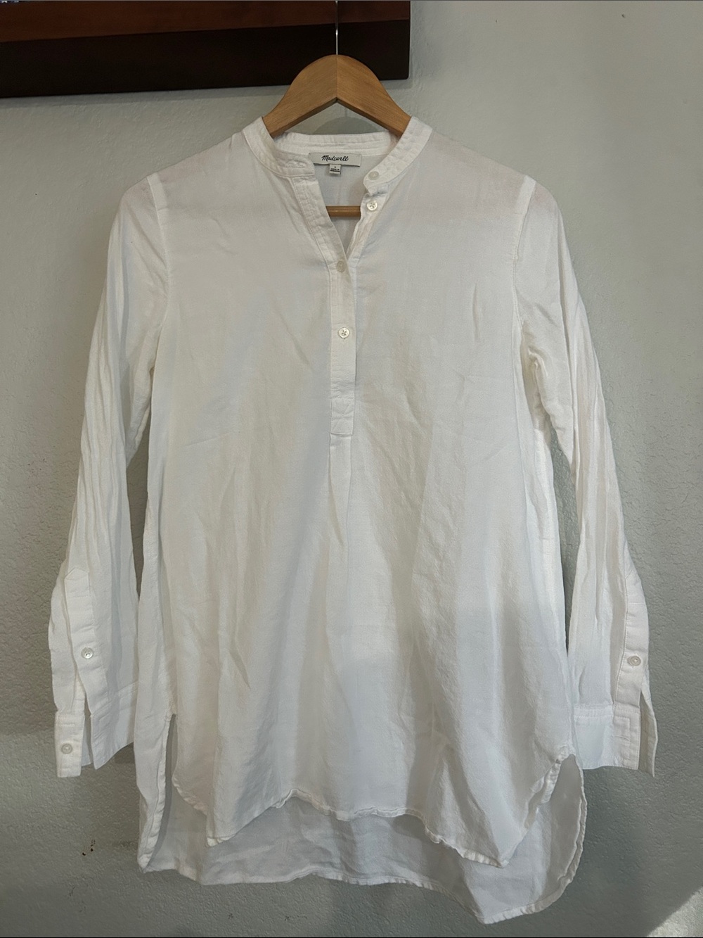 Madewell Cotton Tunic White Long Sleeved Top Size S